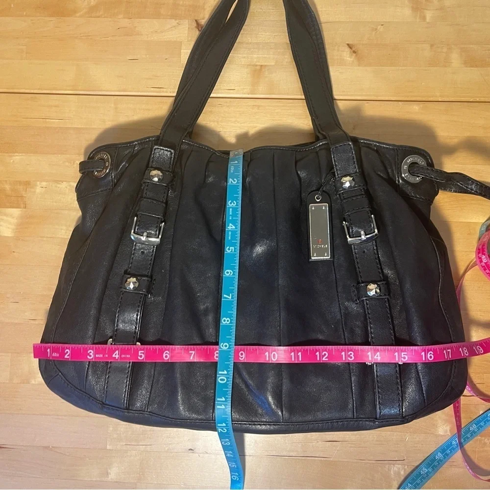 Vintage Michele 2009 Black Leather Hobo Bag Slouchy Y2K Shoulder Bag